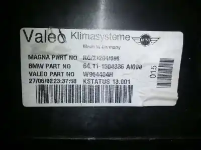 Pezzo di ricambio per auto di seconda mano riscaldamento pieno normale per mini mini (r50,r53) one riferimenti oem iam 64116944213