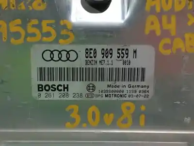 Second-hand car spare part ecu engine control for audi a4 cabrio (8h) 3.0 v6 30v cat (asn) oem iam references 8e0909559m 0261208238