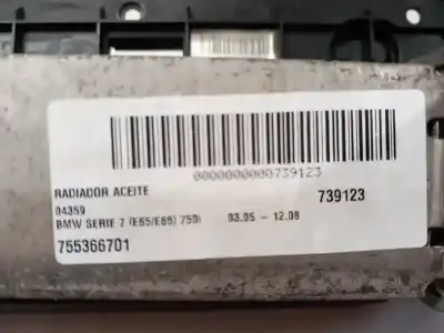 Tweedehands auto-onderdeel olie radiator voor bmw serie 7 (e65/e66) 750i oem iam-referenties 755366701