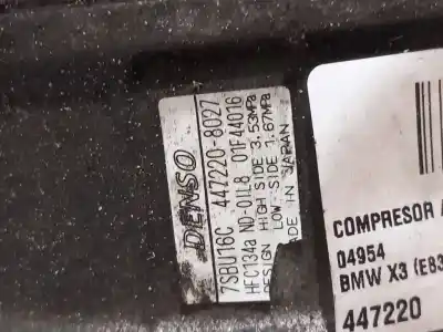 Peça sobressalente para automóvel em segunda mão compressor de ar condicionado a/a a/c por bmw x3 (e83) 2.5i referências oem iam 4472208027  n1.z1.20.6.m