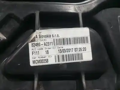 Second-hand car spare part passenger side right window regulator for kia cee´d concept 99 cv / 73 kw oem iam references 82480a2311  n1.z2.18.16.3