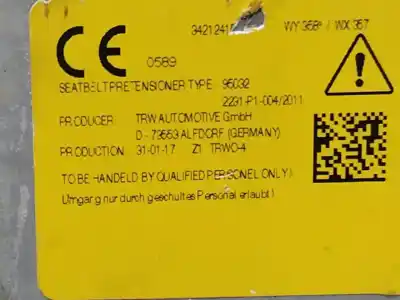 Автозапчасти б/у задний левый ремень безопасности за smart forfour basis (66kw) (453.044) 90 cv / 66 kw ссылки oem iam 34026423  n1.z2.cintu.13
