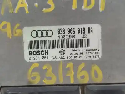 Peça sobressalente para automóvel em segunda mão centralina de motor uce por audi a3 (8l) 1.9 tdi referências oem iam 038906018ba 0281001756  n1.z2.4.7.4