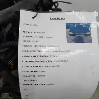 Second-hand car spare part complete engine for opel meriva z17dth oem iam references z17dth  