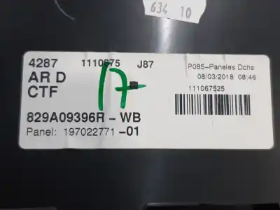 Second-hand car spare part right rear door trim for renault captur 1.2 tce energy oem iam references 829a09396r  