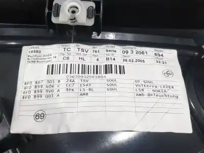 Автозапчасти б/у обивка задней левой двери за audi a6 c6 (4f2) 2.7 tdi ссылки oem iam 4f0867305b