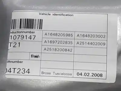 Second-hand car spare part PASSENGER SIDE RIGHT WINDOW REGULATOR for MERCEDES-BENZ CLASE R (W251)  OEM IAM references A2517201679  
