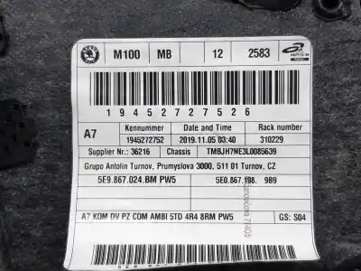 Second-hand car spare part right rear door trim for skoda octavia combi (5e5) ambition oem iam references 5e9867024bm  