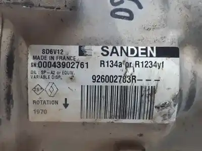 Second-hand car spare part air conditioning compressor for renault kangoo ii (f/kw0) profesional 75 cv / 55 kw oem iam references 926002783r  