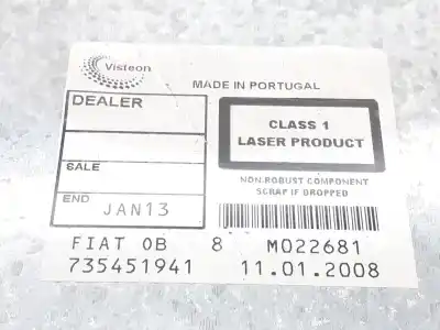 Recambio de automóvil de segunda mano de sistema audio / radio cd para fiat bravo (198) 1.9 16v dynamic multijet referencias oem iam 735451941  