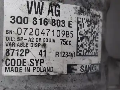 Tweedehands auto-onderdeel AIRCONDITIONING COMPRESSOR voor AUDI A1 SPORTBACK (GBA)  OEM IAM-referenties 3Q0816803E  