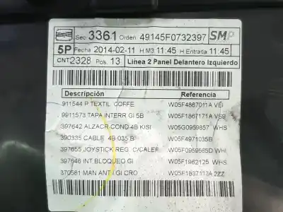 Second-hand car spare part left front door trim for seat leon (5f1) 1.6 tdi oem iam references 5f0732397  