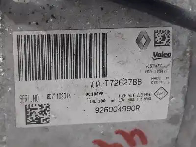 Peça sobressalente para automóvel em segunda mão compressor de ar condicionado a/a a/c por renault clio iv dynamique 90 cv / 66 kw referências oem iam 926004990r  