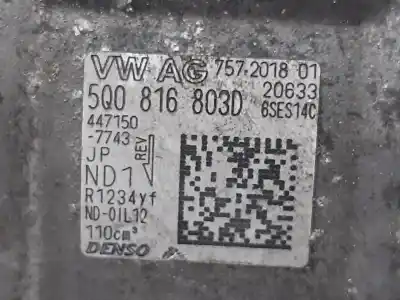 Pezzo di ricambio per auto di seconda mano COMPRESSORE ARIA CONDIZIONATA per VOLKSWAGEN T-ROC (A11, D11)  Riferimenti OEM IAM 5Q0816803D   Pezzo di ricambio per auto di seconda mano COMPRESSORE ARIA CONDIZIONATA per VOLKSWAGEN T-ROC (A11, D11)  Riferimenti OEM IAM 5Q0816803D