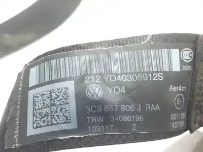 Автозапчастина б/у задній правий ремін безпеки для vw passat b7 variant (365) 1.6 tdi посилання на oem iam 3c9857806j  