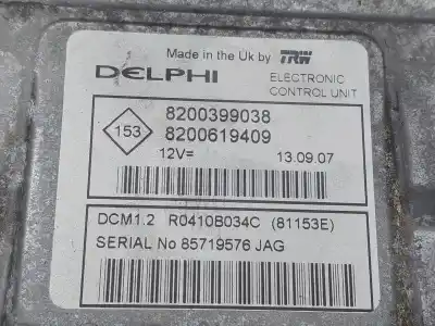 Second-hand car spare part ecu engine control for nissan note (e11e) max 2.10 86 cv / 63 kw oem iam references 8200399038  