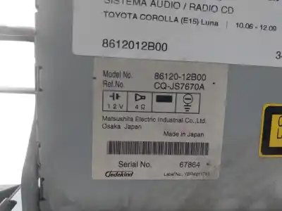 Автозапчасти б/у аудиосистема / радио cd за toyota corolla (e15) luna ссылки oem iam 8612012b00