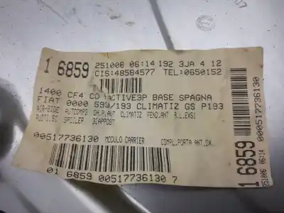 Автозапчастина б/у регулятор переднього правого скла для fiat stilo (192) 1.4 посилання на oem iam 00517736130