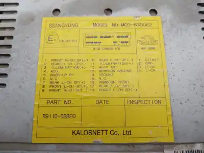 Second-hand car spare part audio system / radio cd for ssangyong rexton 270 xvt limited oem iam references 8911008b20  