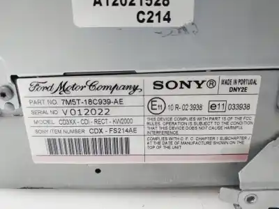 Second-hand car spare part audio system / radio cd for ford c-max (cb3) trend oem iam references 7m5t18c939ae