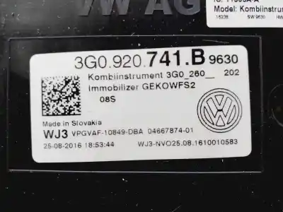 Автозапчасти б/у приборная доска за volkswagen passat berlina (3g2) crl ссылки oem iam 3g0920741b  