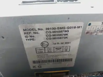 Автозапчастина б/у аудіо система / радіо cd для honda civic berlina 5 (fk) 2.2 i-ctdi comfort посилання на oem iam 39100smgg016m1  