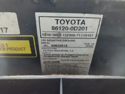Second-hand car spare part audio system / radio cd for toyota yaris (ksp9/scp9/nlp9) básico oem iam references 861200d201  
