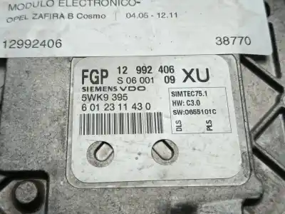 Автозапчастина б/у електронний модуль для opel zafira b cosmo посилання на oem iam 12992406  
