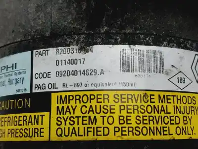 Peça sobressalente para automóvel em segunda mão compressor de ar condicionado a/a a/c por renault scenic ii confort dynamique referências oem iam 8200457418