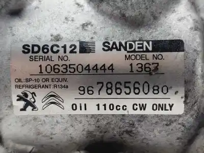 Second-hand car spare part air conditioning compressor for citroen c3 tonic oem iam references 9678656080  
