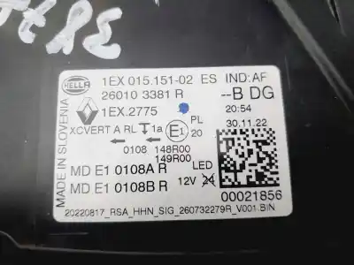 Second-hand car spare part right headlight for renault austral techno 199 cv / 147 kw oem iam references 260103381r  