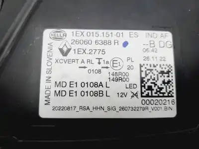 Second-hand car spare part left headlight for renault austral techno 199 cv / 147 kw oem iam references 260606388r  
