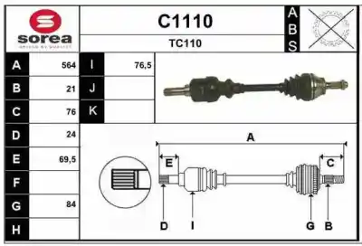 Second-hand car spare part Front Left Transmission for CITROEN C15 1.8 Diesel (161) OEM IAM references 95591073  