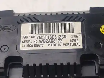 Peça sobressalente para automóvel em segunda mão comando de sofagem (chauffage / ar condicionado) por ford kuga (cbv) trend referências oem iam 7m5t18c612ck  