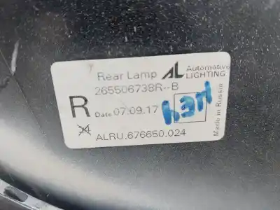 Second-hand car spare part right tailgate light for renault captur zen oem iam references 265506738r  