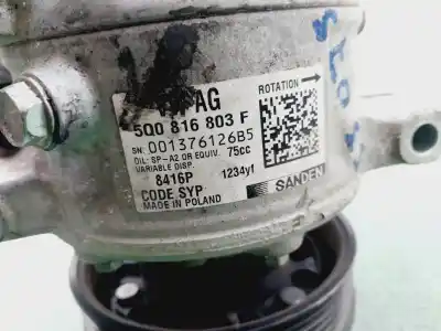 Second-hand car spare part air conditioning compressor for skoda fabia combi (5j5) ambition 75 cv / 55 kw oem iam references 5q0816803f  