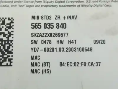 Автозапчастина б/у gps навігаційна система для skoda octavia combi (5e5) ambition посилання на oem iam 565035840  