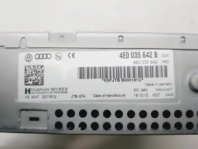 Second-hand car spare part audio system / radio cd for audi a6 berlina (4f2) 2.7 tdi oem iam references 4e0035642b