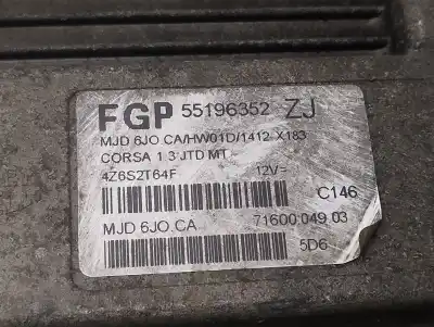 Second-hand car spare part ecu engine control for opel corsa c essentia oem iam references 55196352zj  