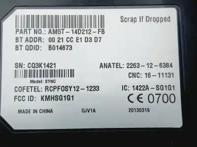 Peça sobressalente para automóvel em segunda mão módulo eletrônico por ford c-max (cb7) (2010->) 1.6 titanium [1.6 ltr. - 85 kw tdci cat] referências oem iam am5t14d212fb  