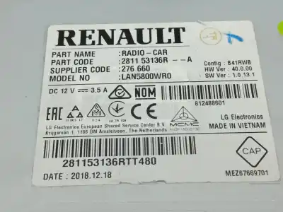 Second-hand car spare part multifunction display for dacia duster ii prestige oem iam references 281153136r  