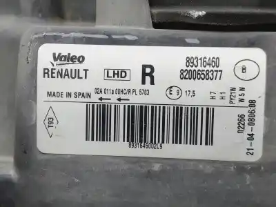 Second-hand car spare part right headlight for renault grand modus authentique oem iam references 8200301831  