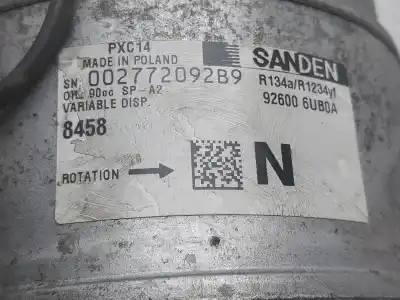 Автозапчастина б/у компресор кондиционера для renault kangoo iii authentic 74 cv / 55 kw посилання на oem iam 926006ub0a  