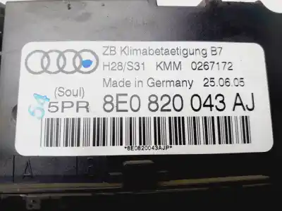 Peça sobressalente para automóvel em segunda mão comando de sofagem (chauffage / ar condicionado) por audi a4 berlina (8e) 2.0 tdi referências oem iam 8e0820043aj  