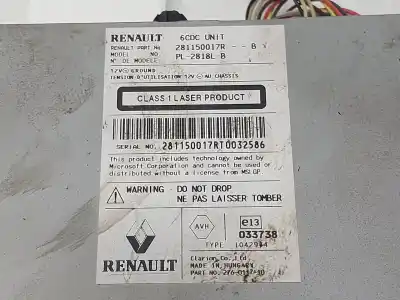 Peça sobressalente para automóvel em segunda mão sistema de áudio / rádio cd por renault laguna iii initiale referências oem iam 281150017r