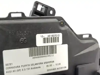 Автозапчасти б/у замок левой передней двери за audi a3 (8p1) 2.0 tdi 16v ссылки oem iam 4e1837015  