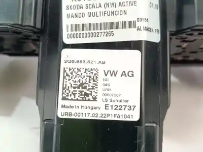 Second-hand car spare part multifunction switch for skoda scala (nw) active oem iam references 2q0953521ab  