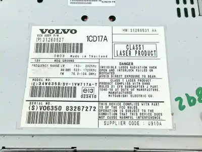 Peça sobressalente para automóvel em segunda mão sistema de áudio / rádio cd por volvo c30 1.6 d referências oem iam 31260531aa  