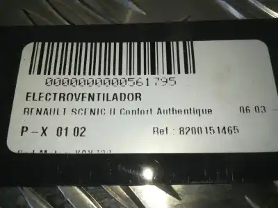 Pezzo di ricambio per auto di seconda mano elettroventola per renault scénic ii (jm0/1_) 1.5 dci (jm0f) riferimenti oem iam 8200151465  