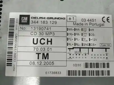 Автозапчасти б/у аудиосистема / радио cd за opel astra h (a04) 1.9 cdti (l48) ссылки oem iam 344183129